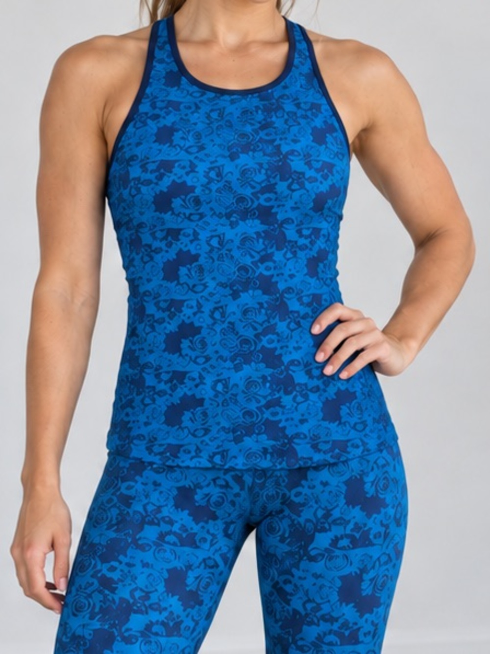 Fabletics Blue Floral Racerback Tank Top - Picture 5 of 5
